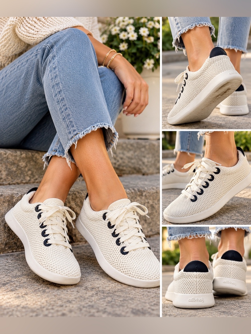Allbirds Women’s Tree Piper Sneakers Natural White True Navy Size 9